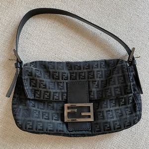Authentic Vintage Fendi Baguette Zucca Canvas Bag